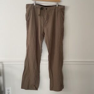 Prana Breathe Mens XXL Hemp Organic Cotton Brown Pants Outdoor Hiking Gorpcore